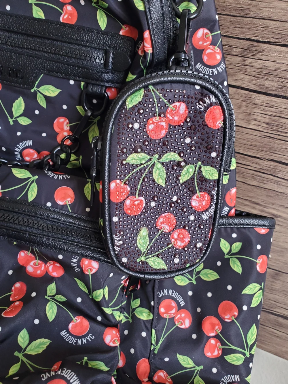 Madden NYC Kids Cherry Print Backpack - Black/Red